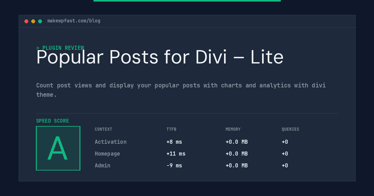 Popular Posts for Divi – Lite - MakeWPFast