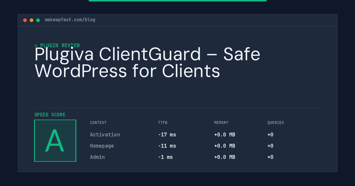 Plugiva ClientGuard – Safe WordPress for Clients - MakeWPFast