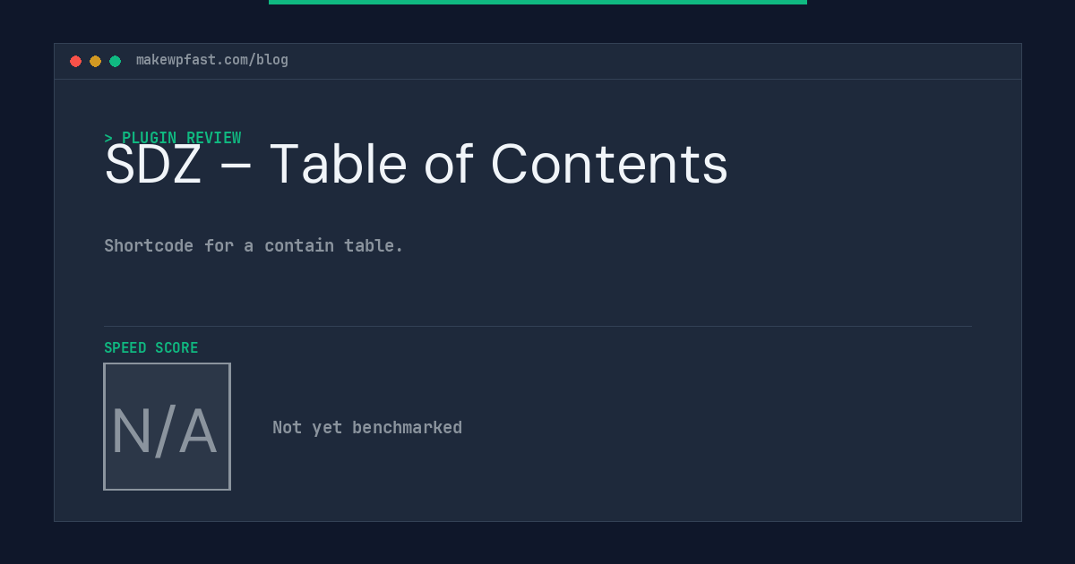 SDZ – Table of Contents - MakeWPFast