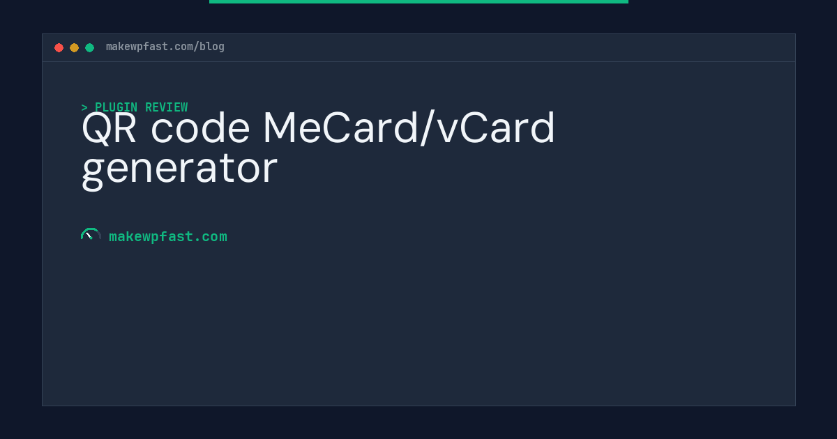 QR code MeCard/vCard generator - MakeWPFast