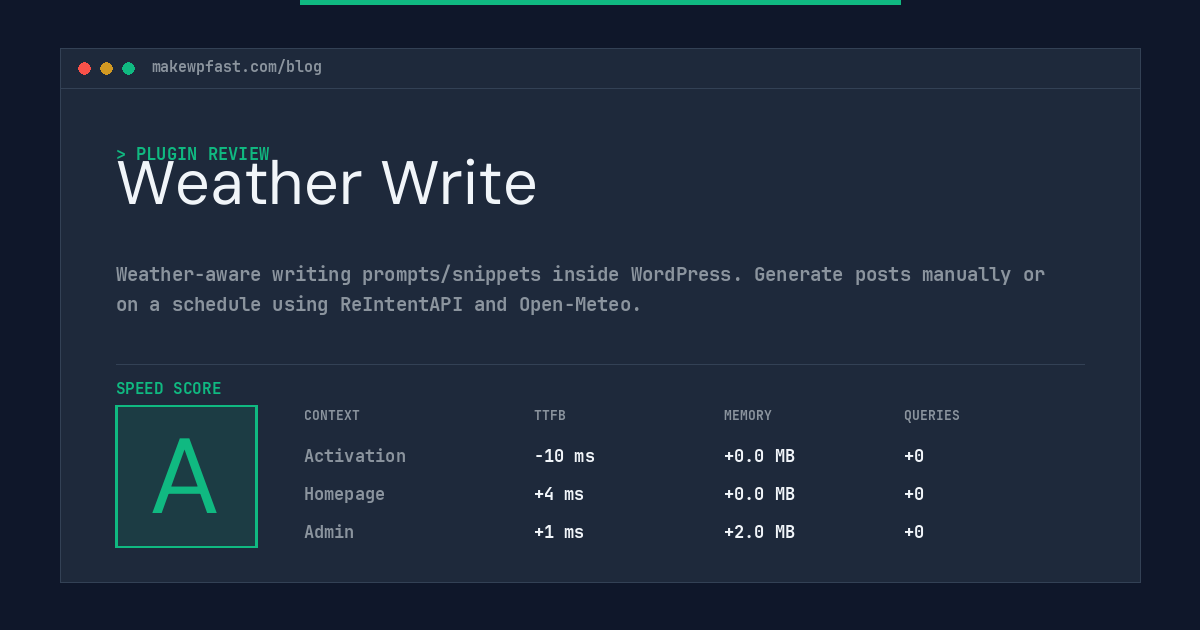 Weather Write - MakeWPFast