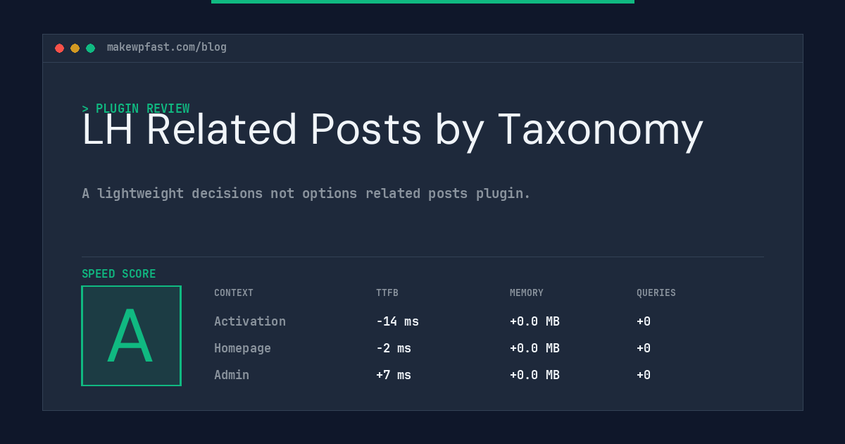 LH Related Posts by Taxonomy - MakeWPFast