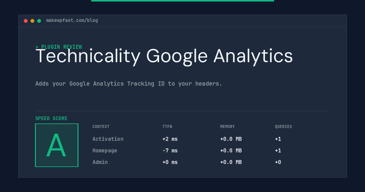 Technicality Google Analytics - MakeWPFast