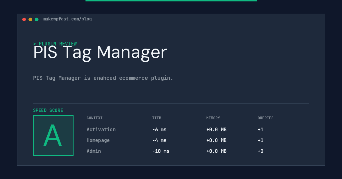 PIS Tag Manager - MakeWPFast
