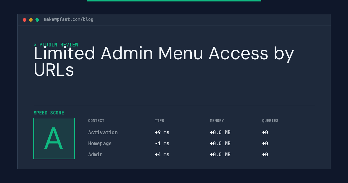 Limited Admin Menu Access by URLs - MakeWPFast