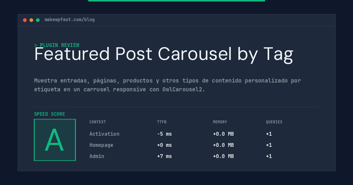 Featured Post Carousel by Tag - MakeWPFast