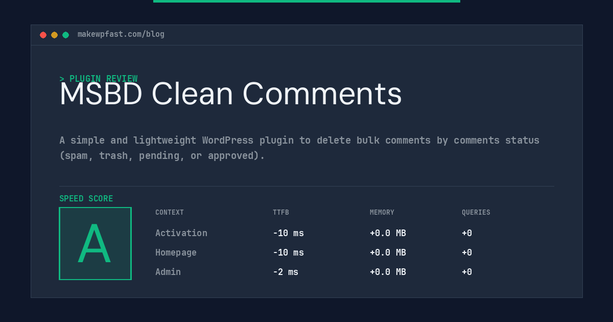 MSBD Clean Comments - MakeWPFast