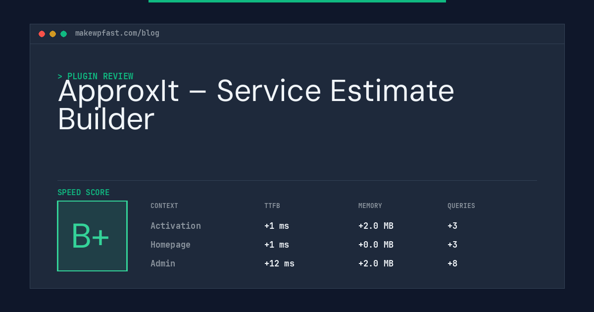 ApproxIt – Service Estimate Builder - MakeWPFast
