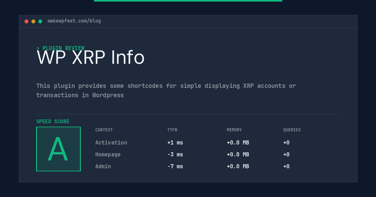 WP XRP Info - MakeWPFast