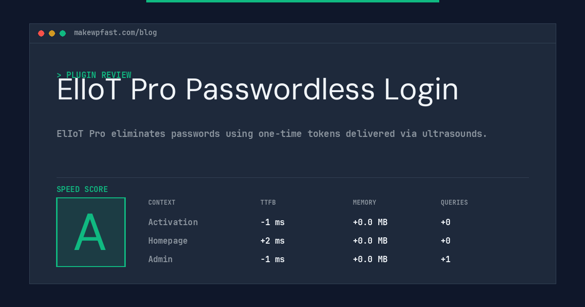 ElIoT Pro Passwordless Login - MakeWPFast