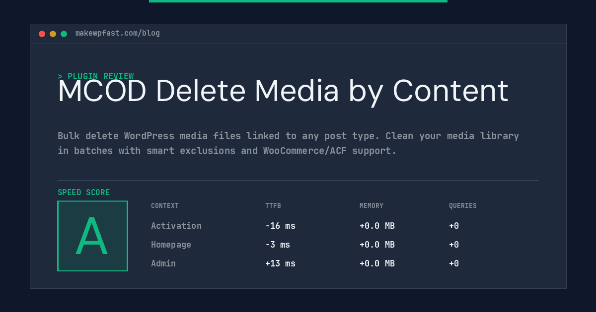 MCOD Delete Media by Content - MakeWPFast