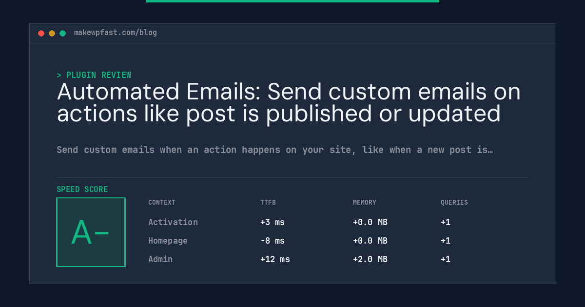 Automated Emails: Send custom emails on actions like post is published or updated - MakeWPFast