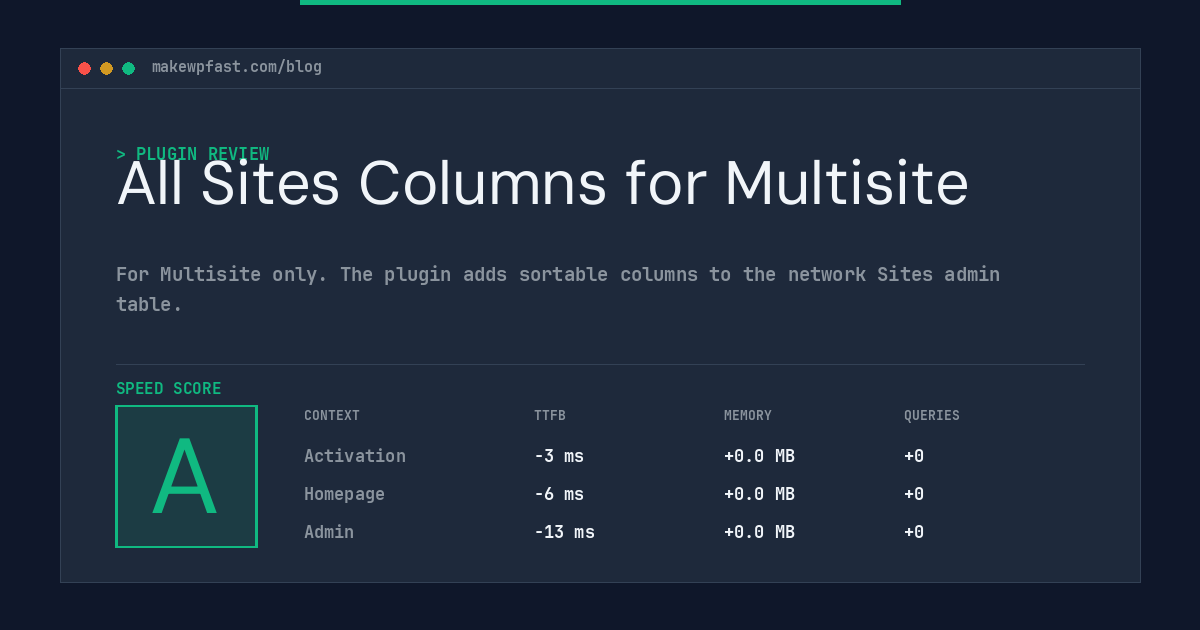 All Sites Columns for Multisite - MakeWPFast
