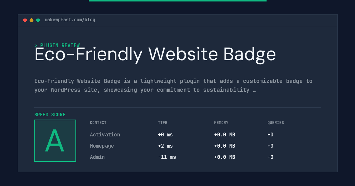 Eco-Friendly Website Badge - MakeWPFast