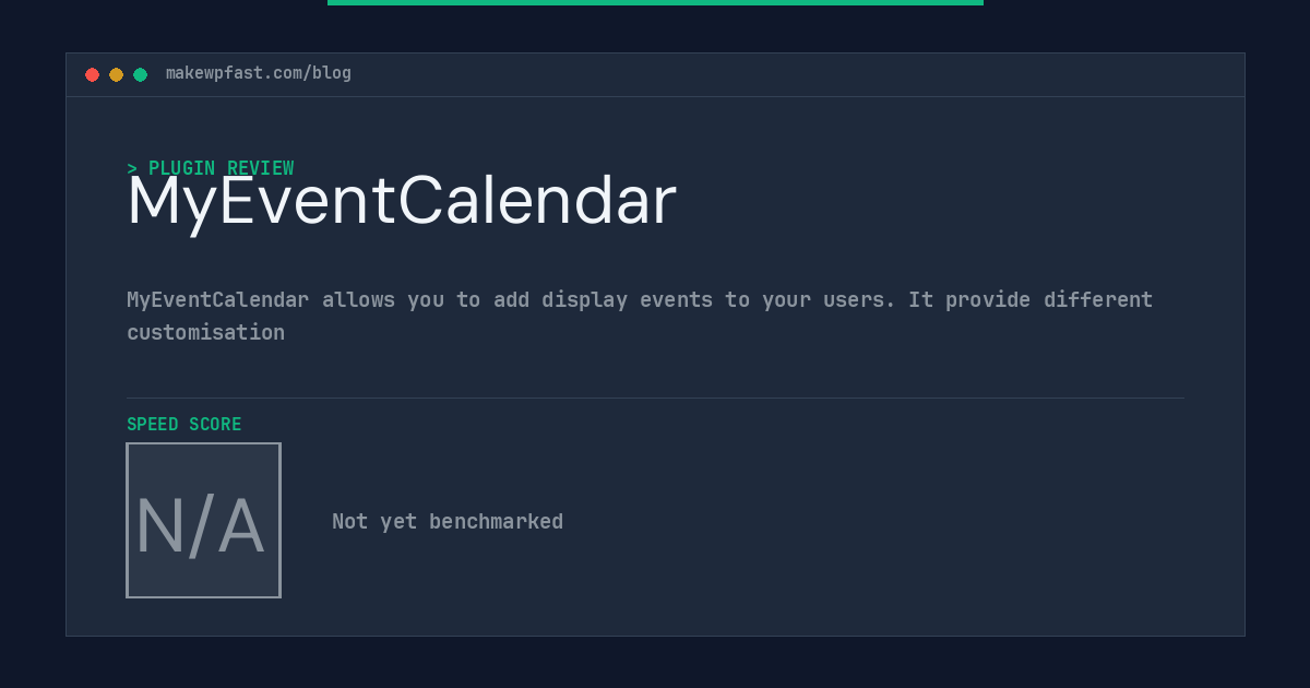 MyEventCalendar - MakeWPFast