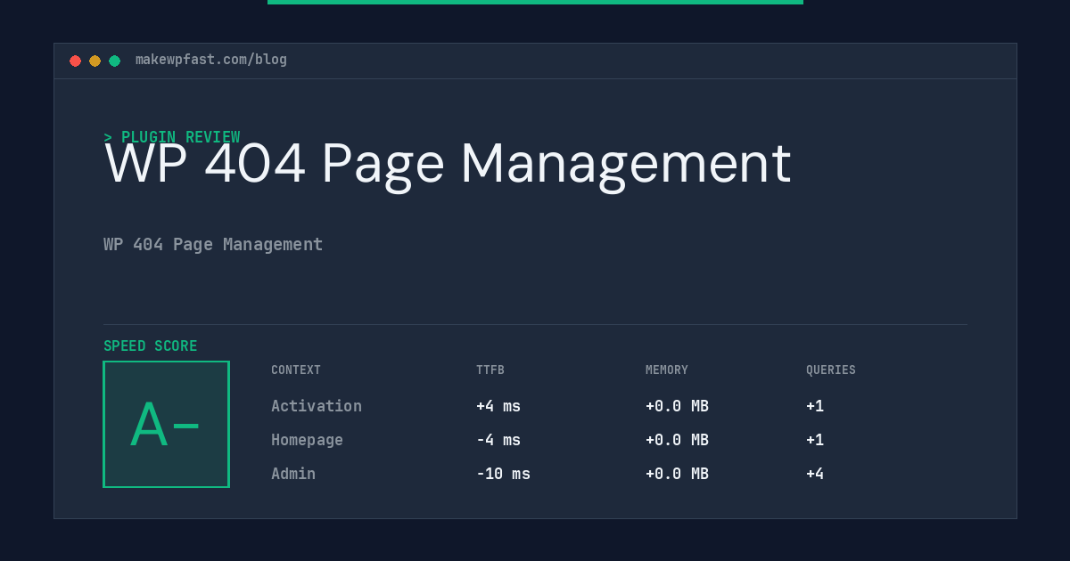 WP 404 Page Management - MakeWPFast
