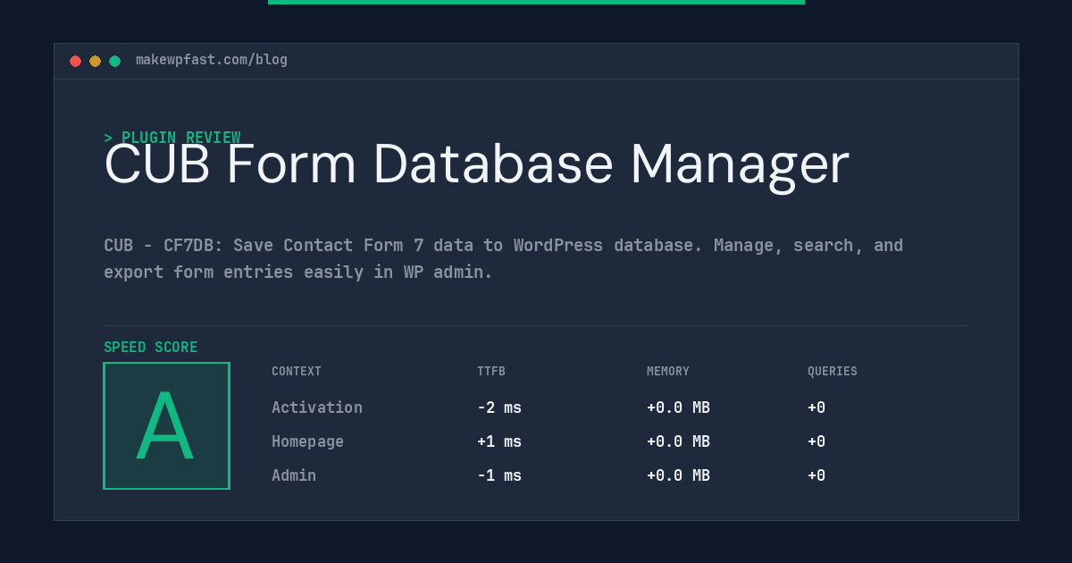 CUB Form Database Manager - MakeWPFast