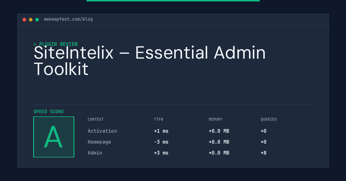 SiteIntelix – Essential Admin Toolkit - MakeWPFast