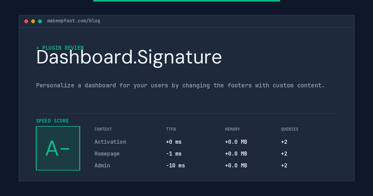 Dashboard.Signature - MakeWPFast