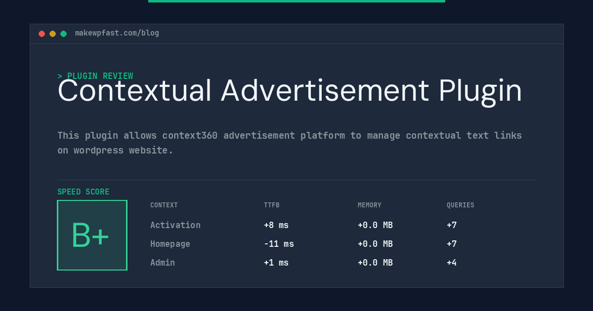 Contextual Advertisement Plugin - MakeWPFast