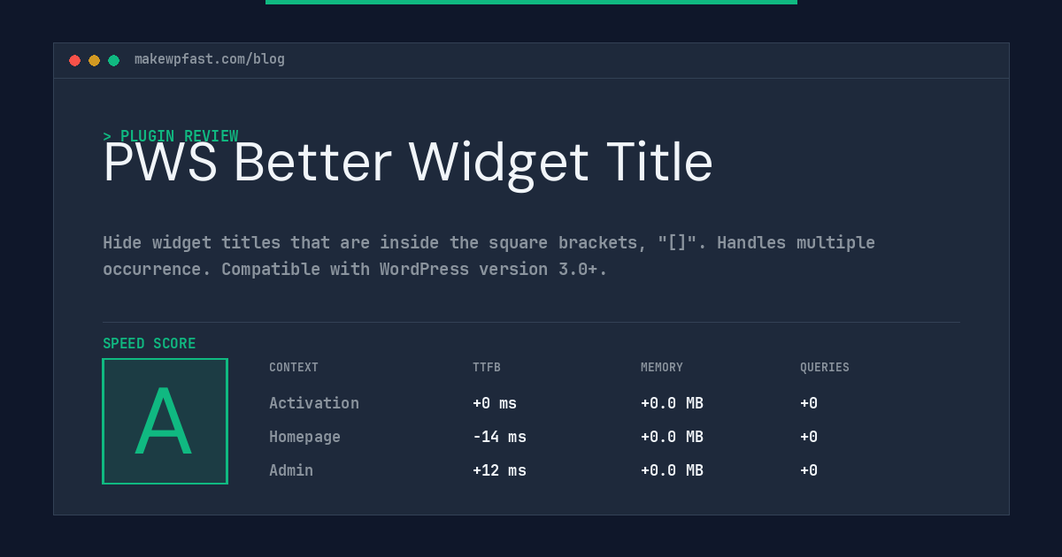 PWS Better Widget Title - MakeWPFast