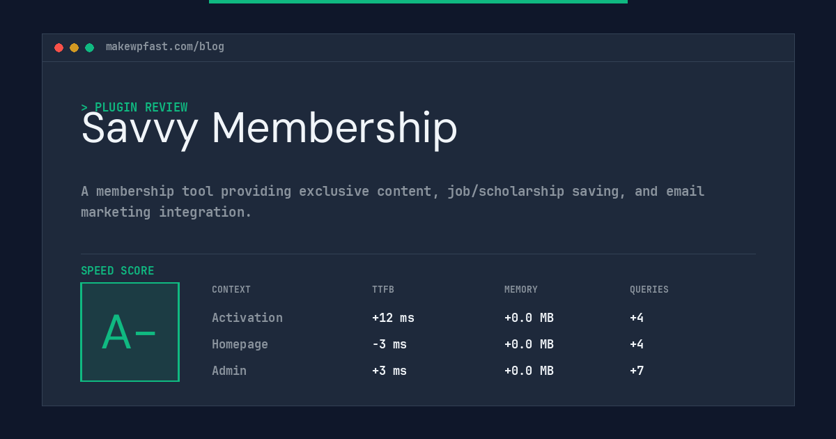 Savvy Membership - MakeWPFast