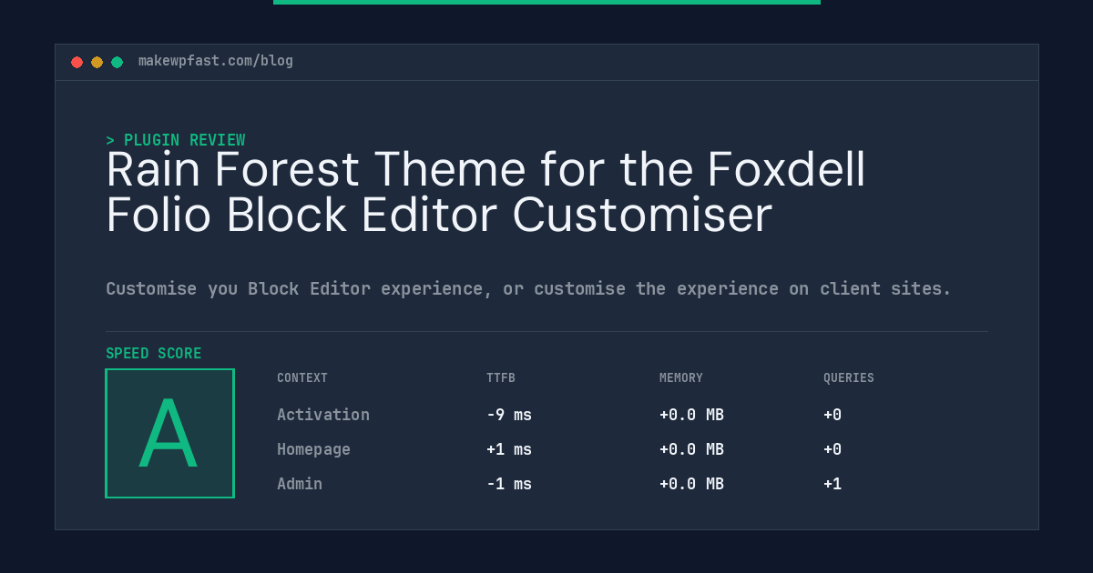 Rain Forest Theme for the Foxdell Folio Block Editor Customiser - MakeWPFast