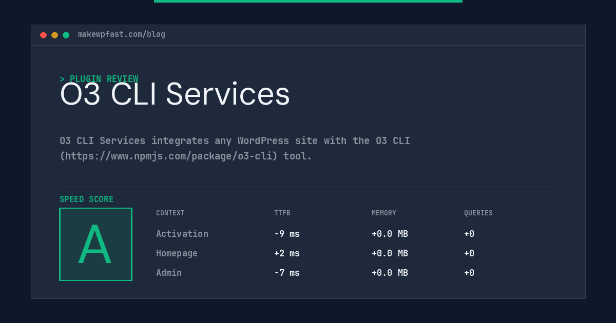 O3 CLI Services - MakeWPFast