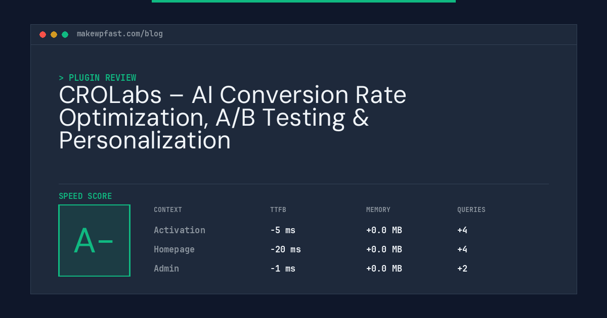 CROLabs – AI Conversion Rate Optimization, A/B Testing & Personalization - MakeWPFast