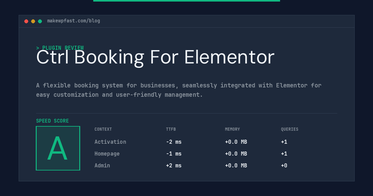 Ctrl Booking For Elementor - MakeWPFast