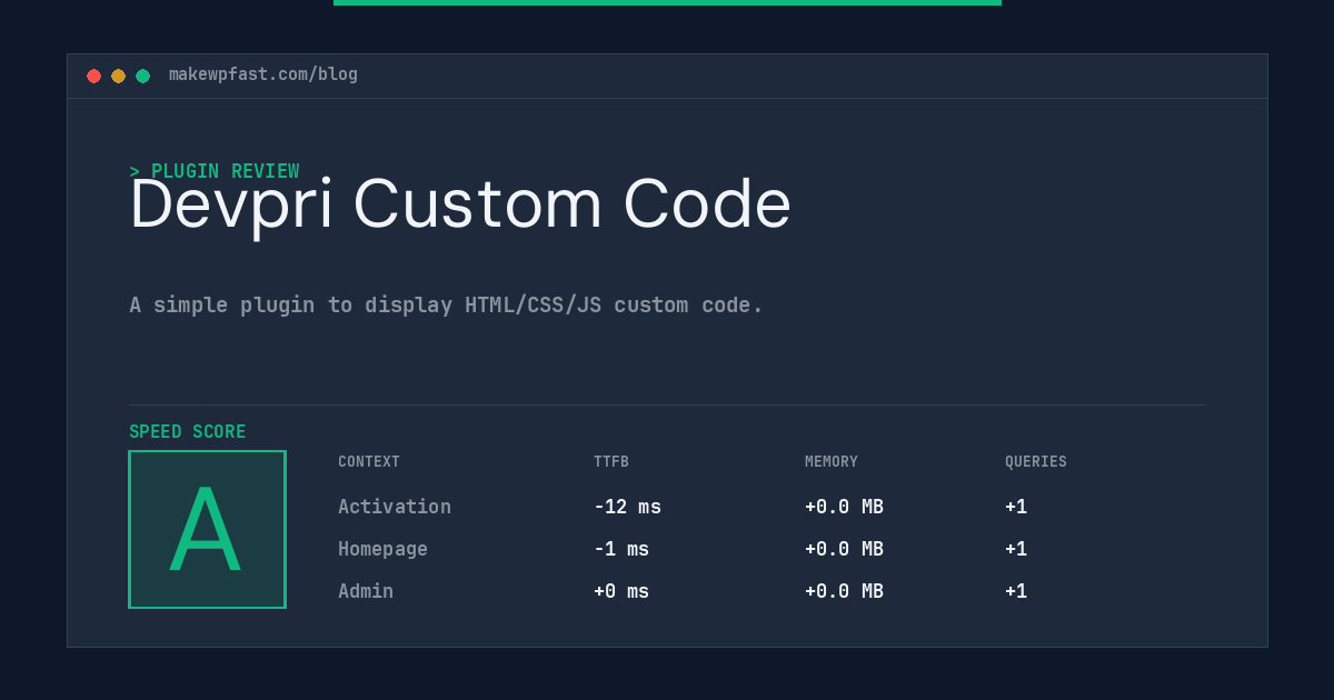 Devpri Custom Code - MakeWPFast