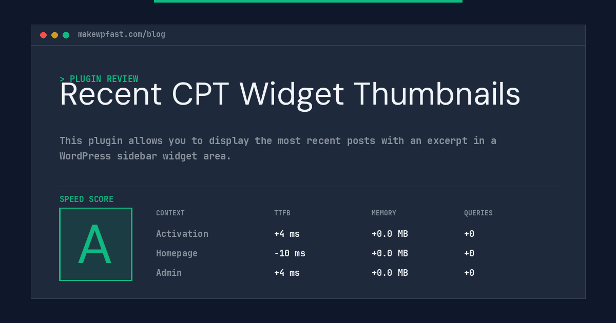 Recent CPT Widget Thumbnails - MakeWPFast