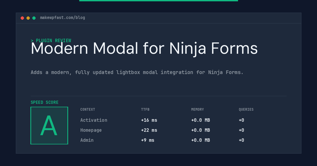 Modern Modal for Ninja Forms - MakeWPFast