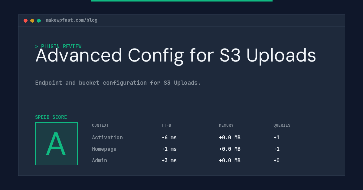 Advanced Config for S3 Uploads - MakeWPFast