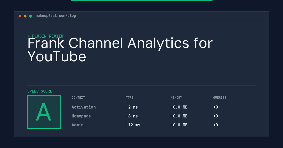 Frank Channel Analytics for YouTube - MakeWPFast