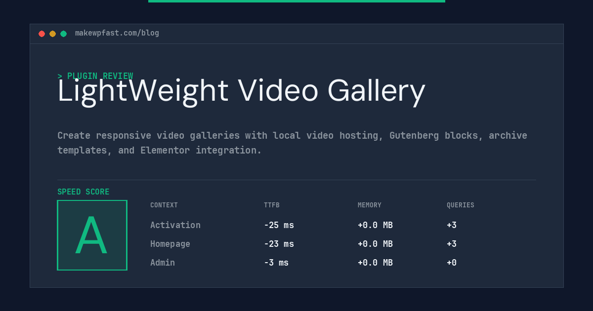 LightWeight Video Gallery - MakeWPFast