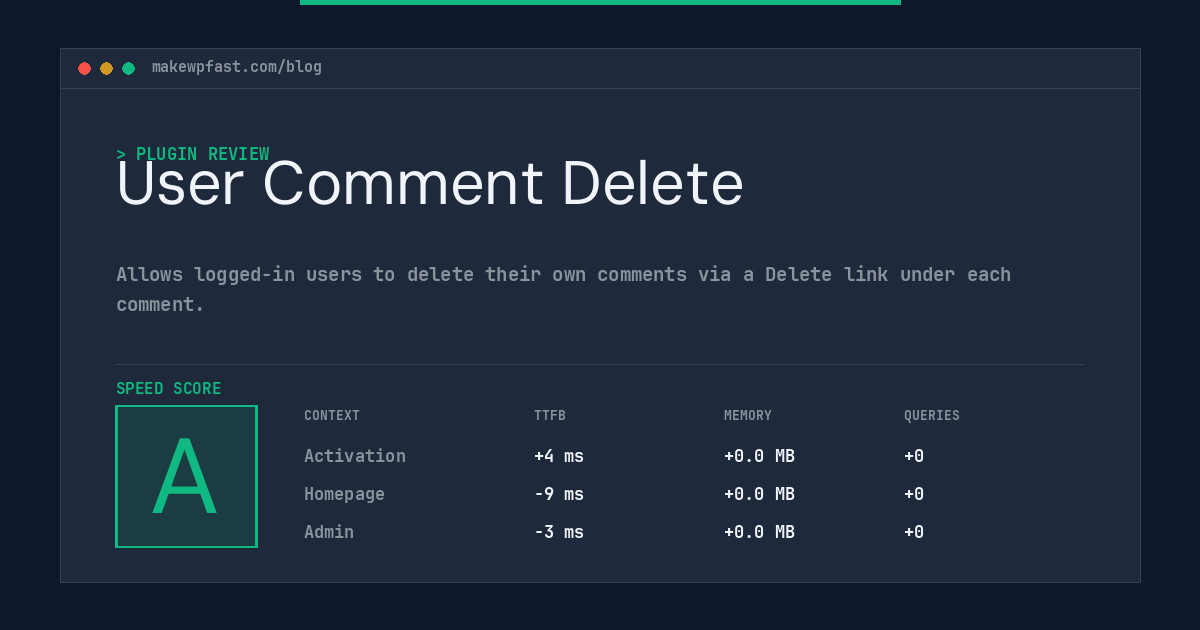 User Comment Delete - MakeWPFast