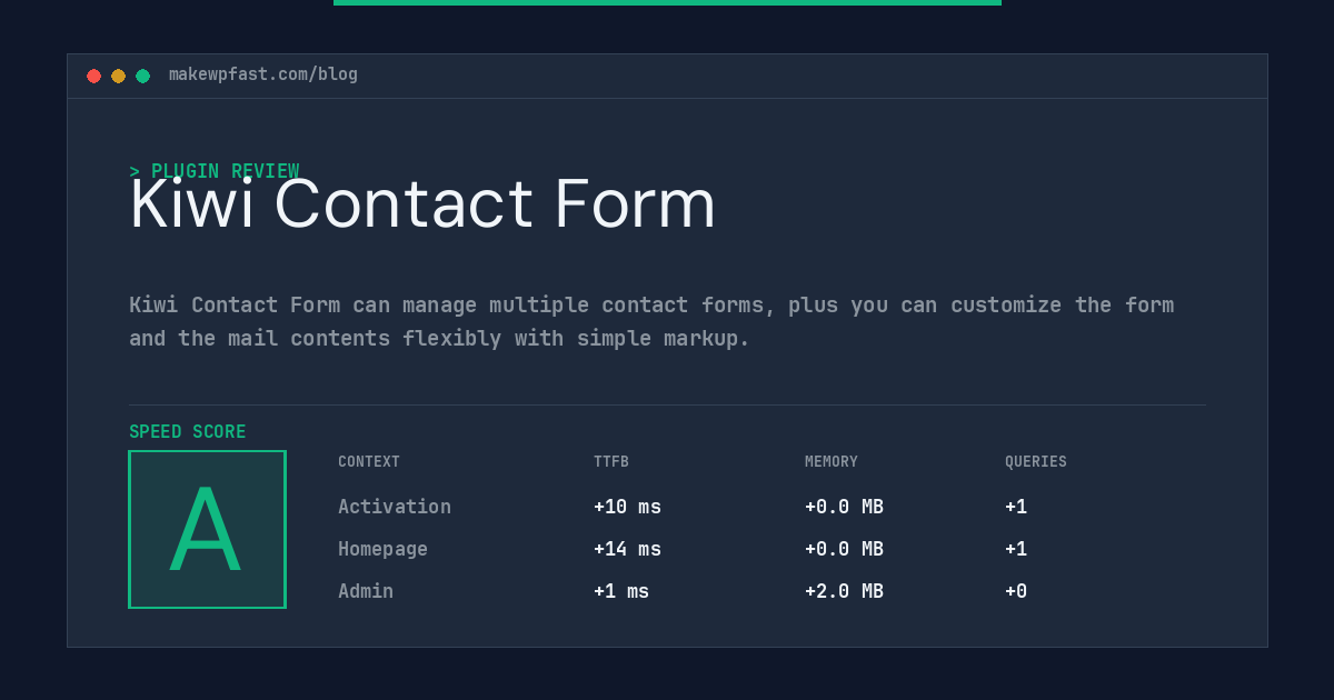 Kiwi Contact Form - MakeWPFast