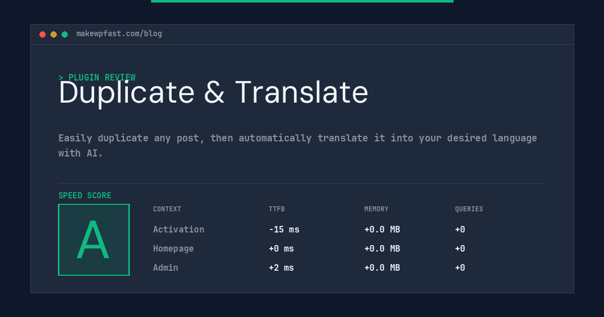 Duplicate & Translate - MakeWPFast