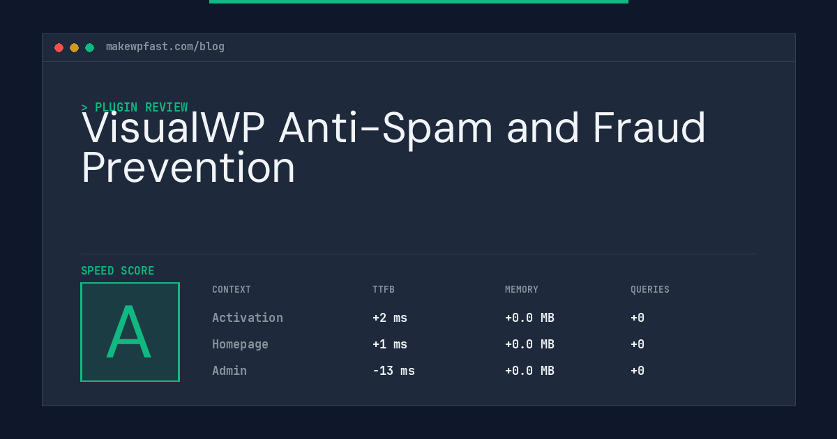 VisualWP Anti-Spam and Fraud Prevention - MakeWPFast