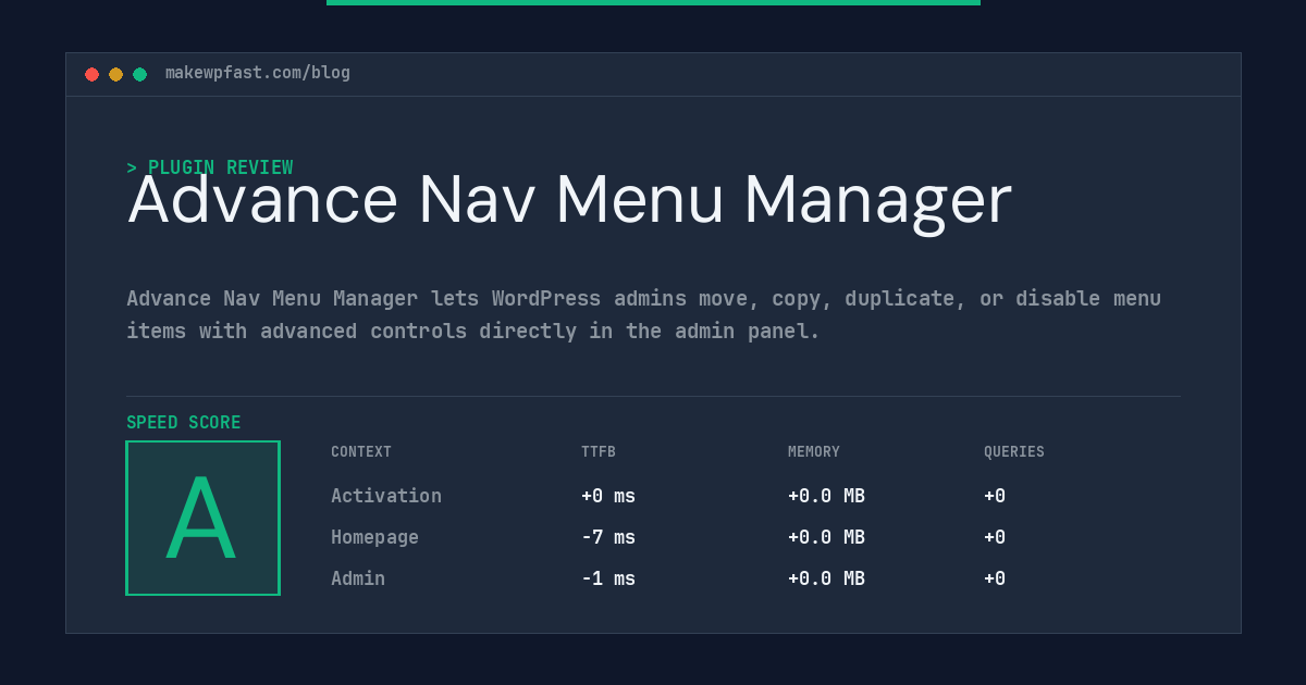 Advance Nav Menu Manager - MakeWPFast