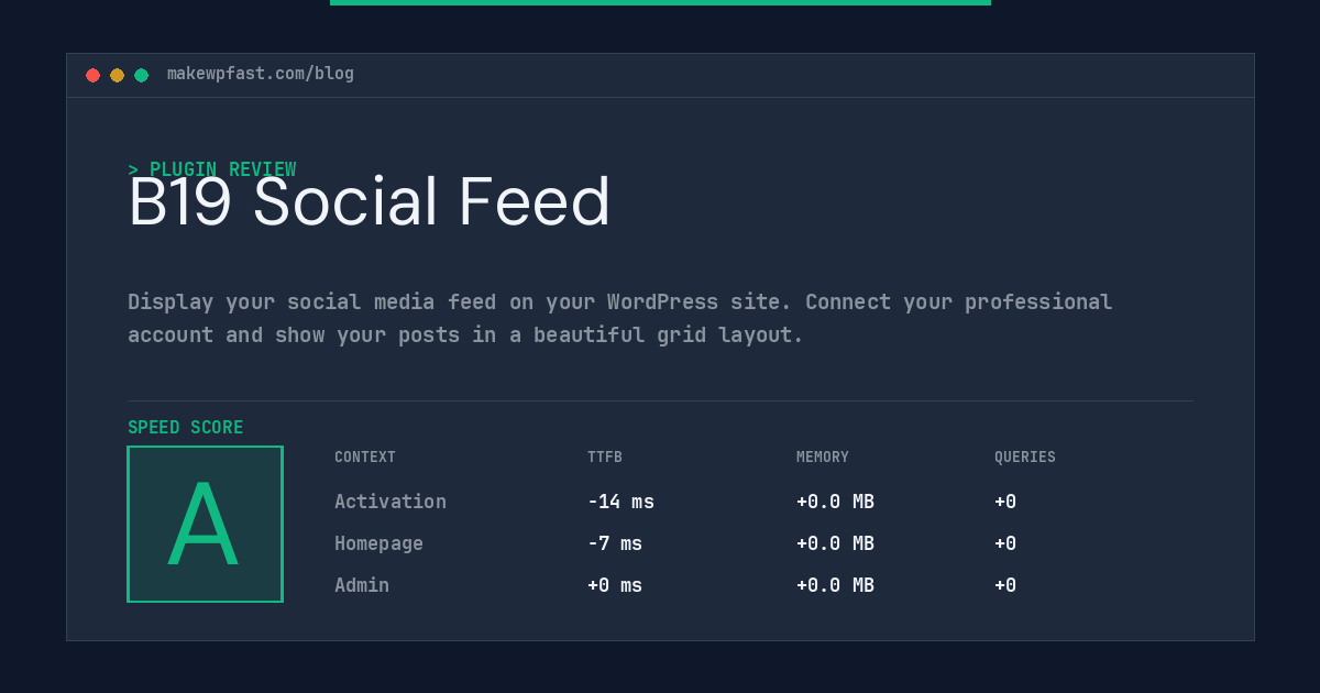 B19 Social Feed - MakeWPFast