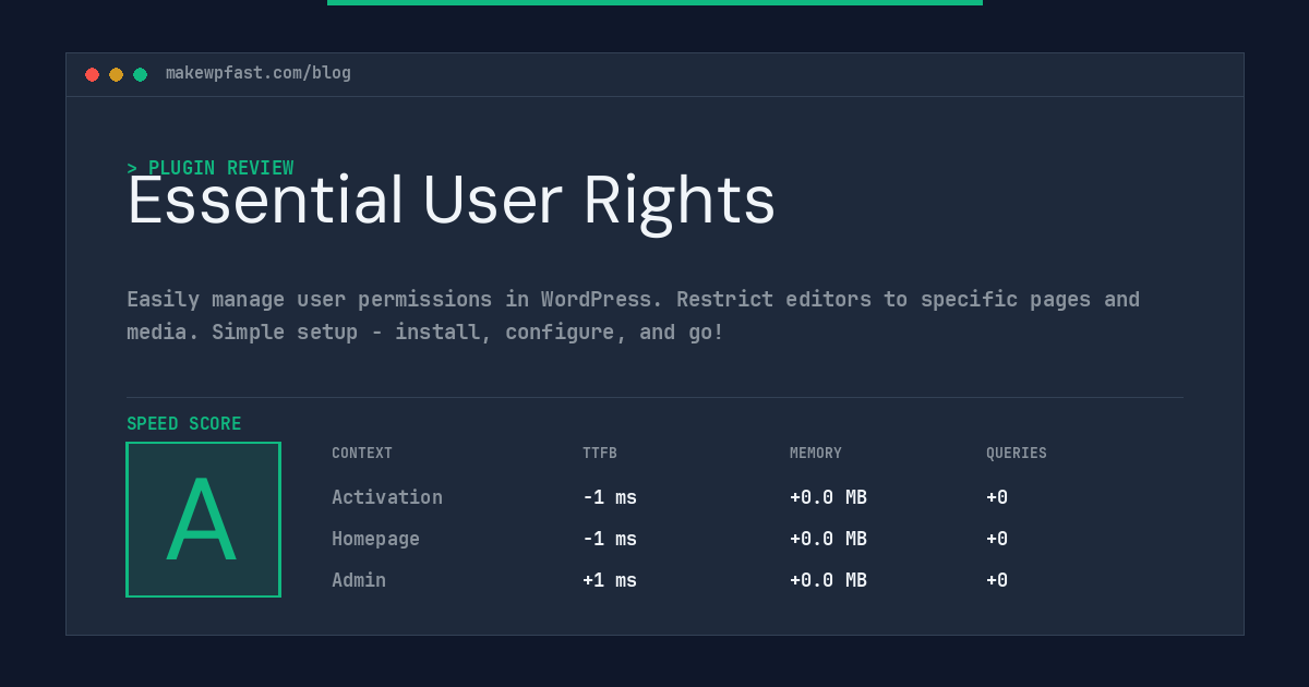Essential User Rights - MakeWPFast