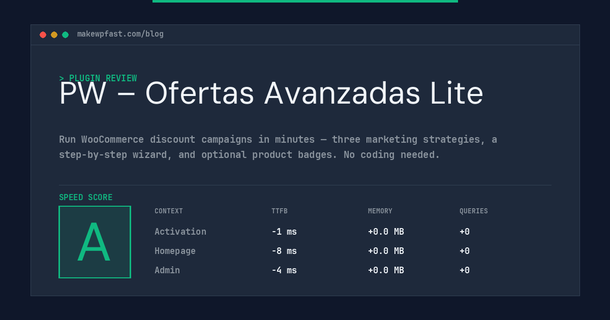 PW – Ofertas Avanzadas Lite - MakeWPFast