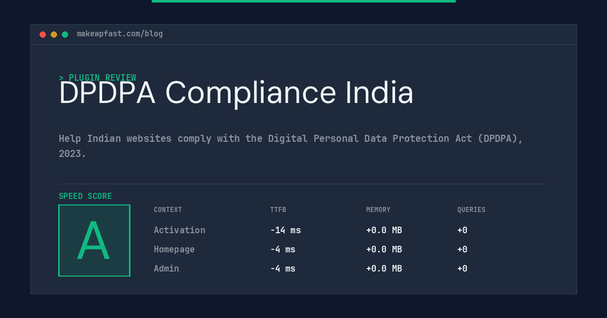 DPDPA Compliance India - MakeWPFast
