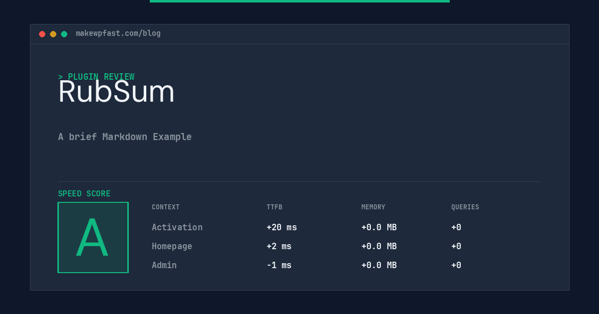 RubSum - MakeWPFast