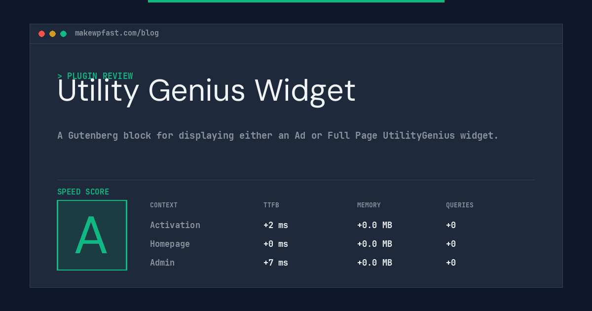 Utility Genius Widget - MakeWPFast