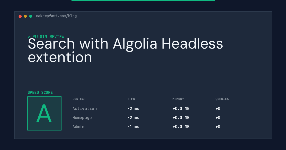 Search with Algolia Headless extention - MakeWPFast