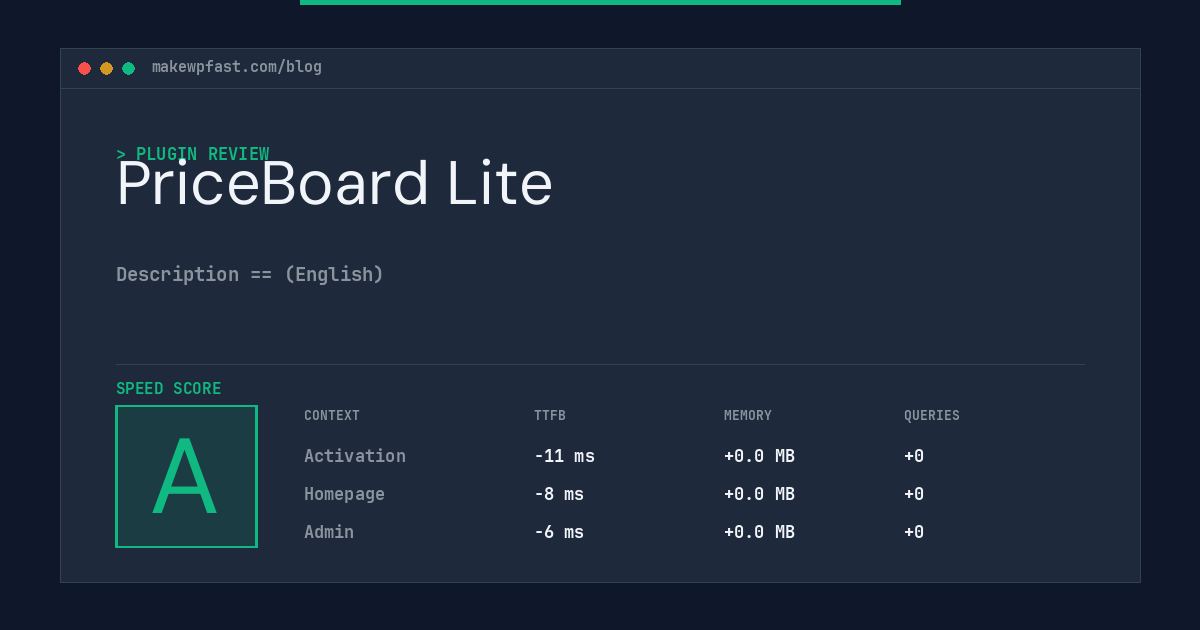 PriceBoard Lite - MakeWPFast