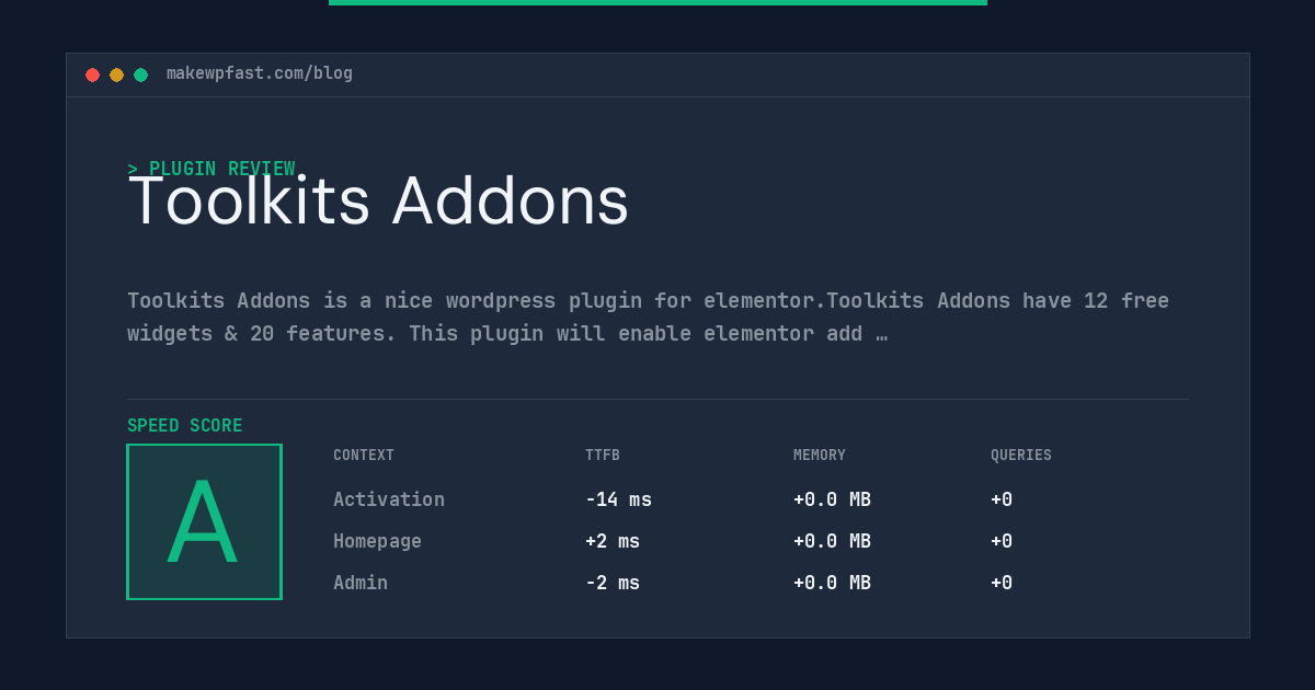Toolkits Addons - MakeWPFast